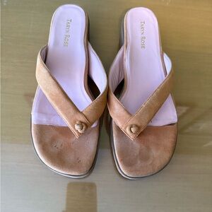 Taryn Rose Tan Minimalist Leather Sandals